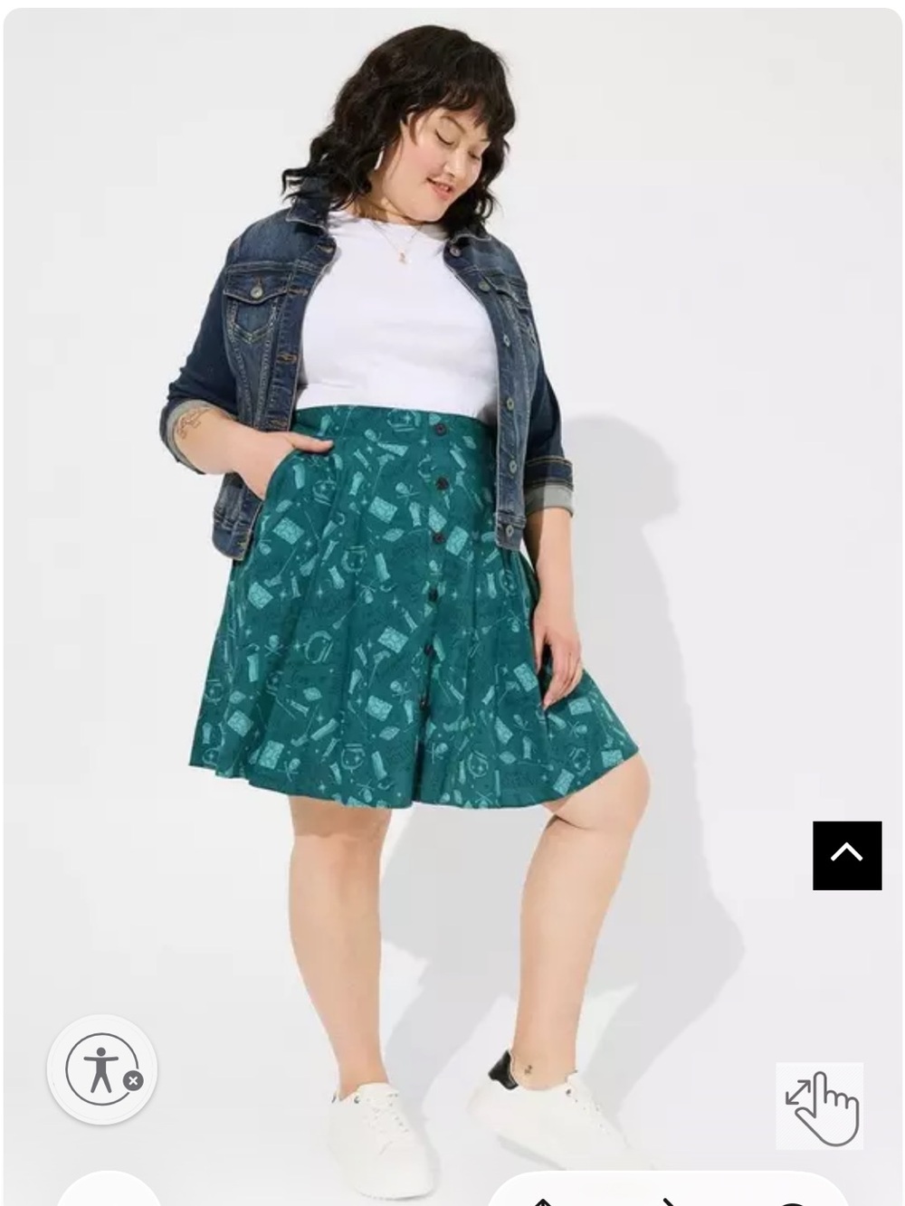 Torrid Disney Hocus Pocus Teal Button Front Circle Skirt Size M/L